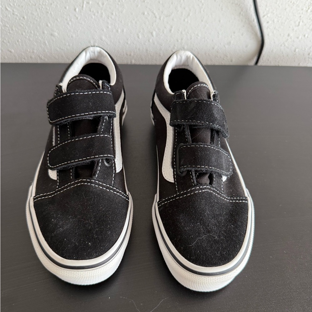 Vans Kids Black and White Velcro Sneakers